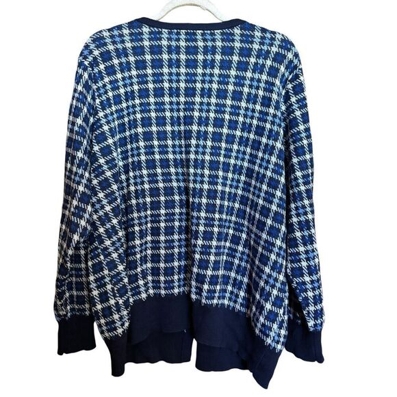 Jessica London Cardigan Womens 22 24 Multicolor Plaid Button Stretch Sweater - Picture 6 of 9